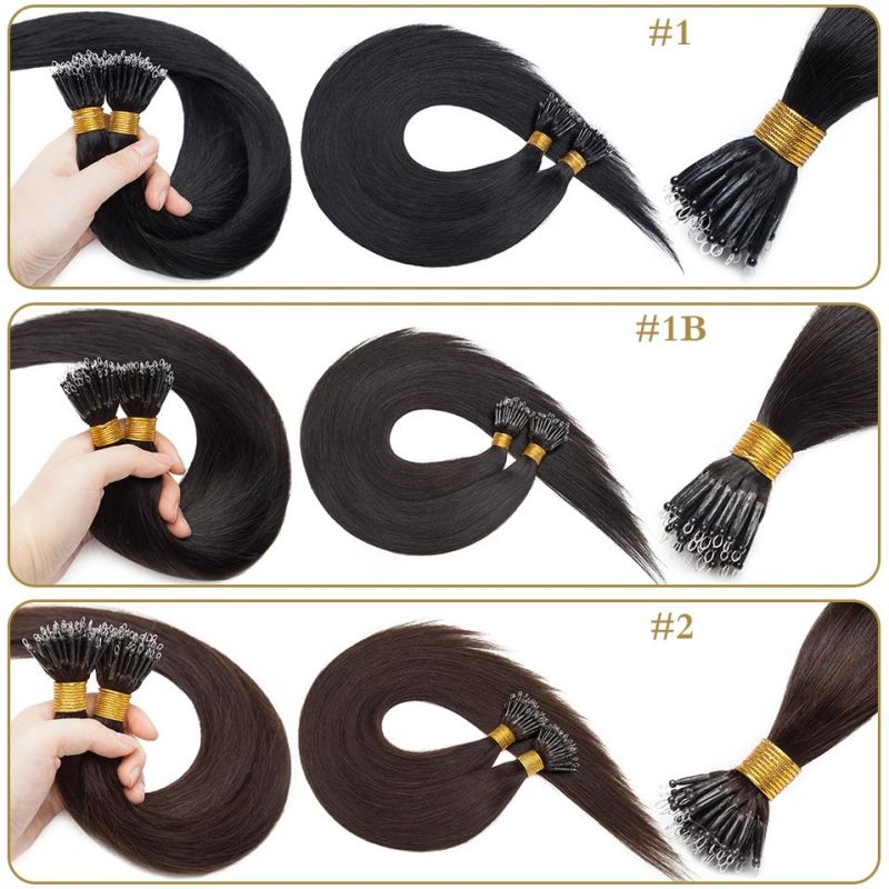 Nano Rings Hair Extension Micro Bead Human Hair Extensions Machine Remy Prebonded Straight Nano Tip 12-30inch