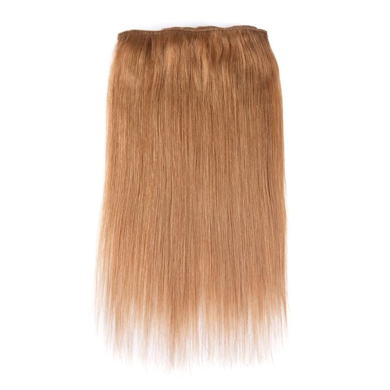 Clip in Human Hair Extensions 100% Real Silky 14 Inches Brown Color