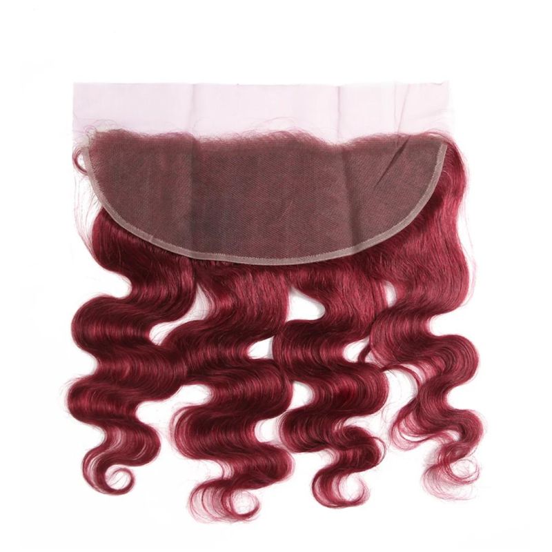 Factory Price Body Wave Human Hair Bundles with Frontal 13X4 Brazilian Red Color Hair Bundles with Closure Remy Hair #99j