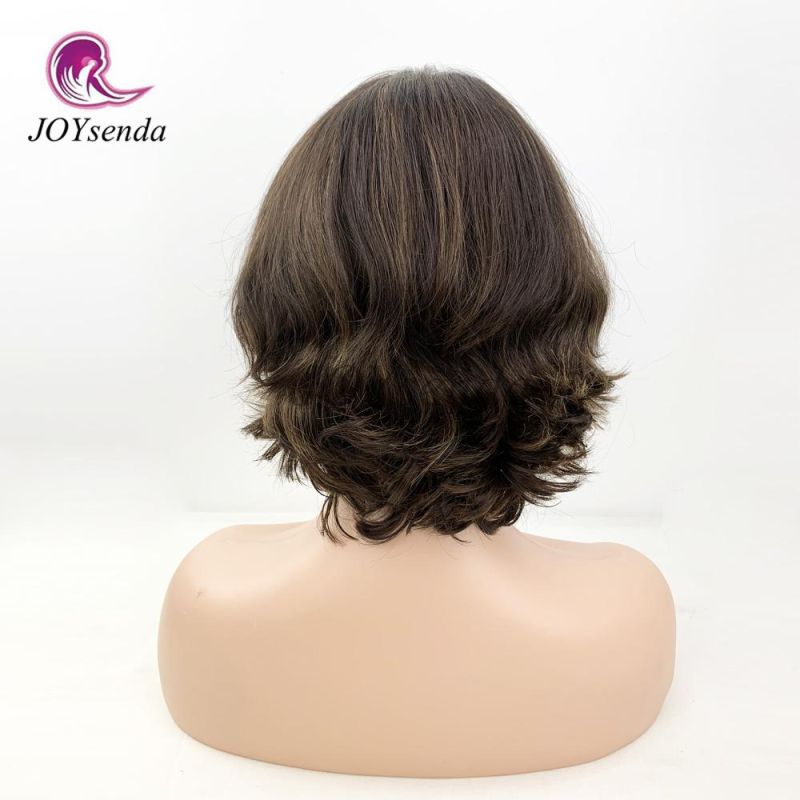 Customized Unprocessed European Virgin Human Hair Short Wavy Jewish Kosher Wigs for White Women