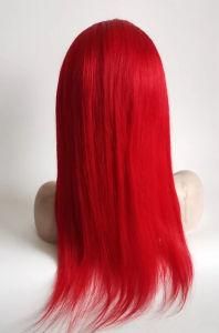 Red Yaki Lace Front Human Hair Wig for Black Women Wigs