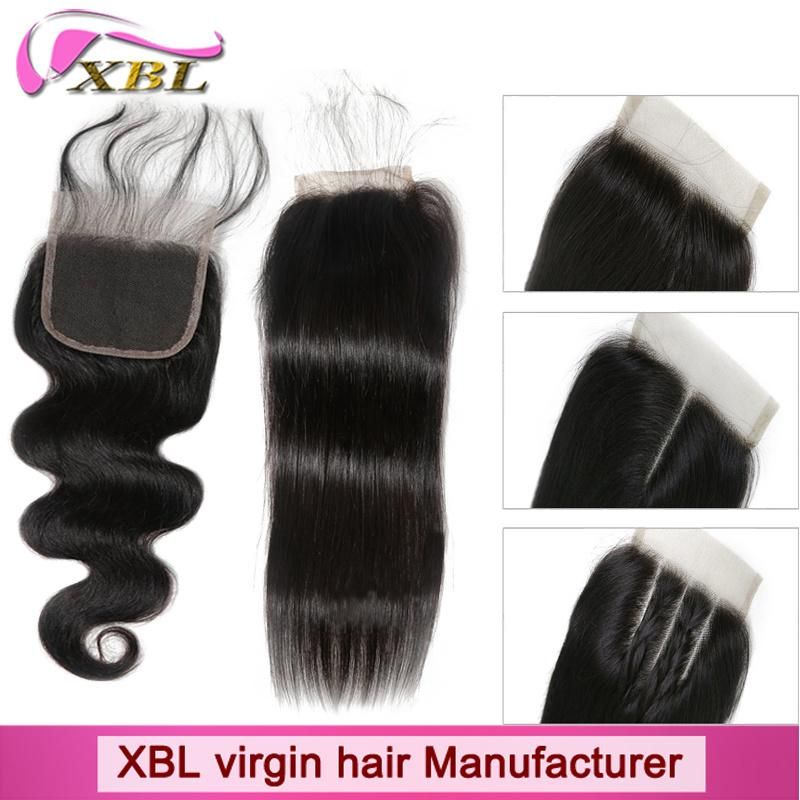 Xbl Hair Unprocessed 100% Natural Human Hair 4X4 Lace Closure