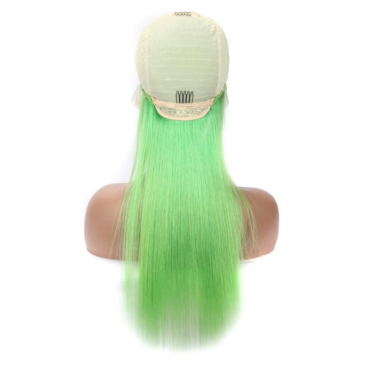 Wholesale Price 13X4 Lace Front Silky Straight Green Human Hair Wigs