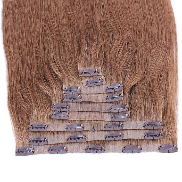 Straight Virgin Hair PU Skin Weft Clip in Hair Extension