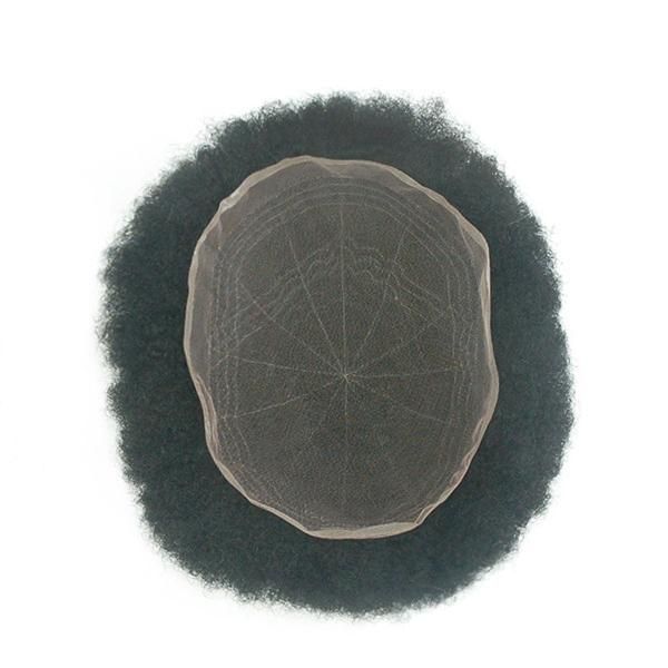 Afro Curl Customized Human Hair Mens Full Lace Wig