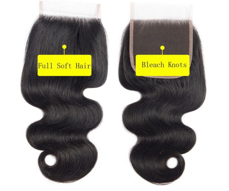 Brazilian Virgin Hair Body Wave Bundles with Lace Closure Free Part Natural Black