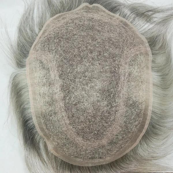Grey Hair French Lace Natural Looking Toupee