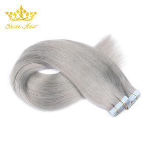Gray Color 100% Human Hair Extension for Tape in Sliver Remy Hair Double Drawn
