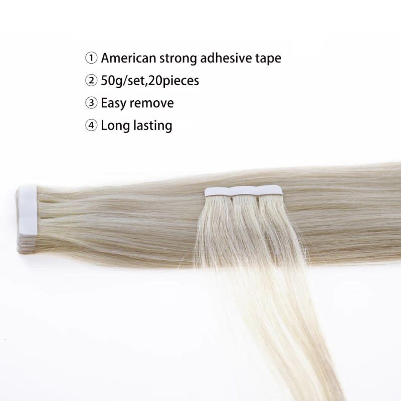 Hair for Woman Tape in Extension 100% Human Hair Natural Machine-Made Remy Adhesive Tape 20/40PCS Tape in Human Hair Extensions