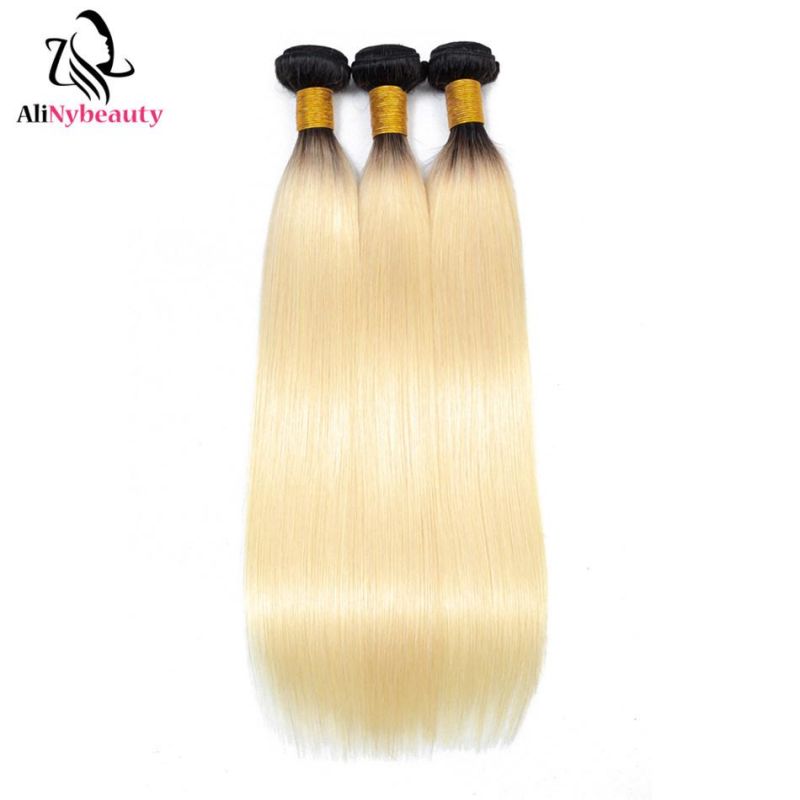 T1b/613 Natural Straight Blonde Cuticle Aligned Human Hair Extension Weft