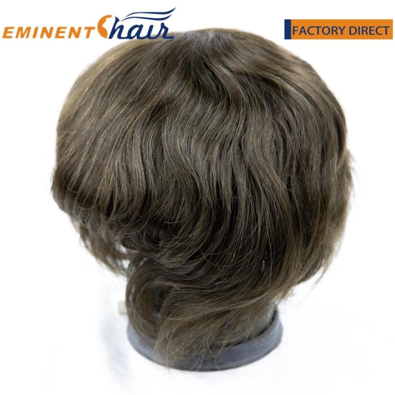 Factory Direct French Lace with PU Coated and Fine Welded Mono #0.12 Front Men′s Toupee