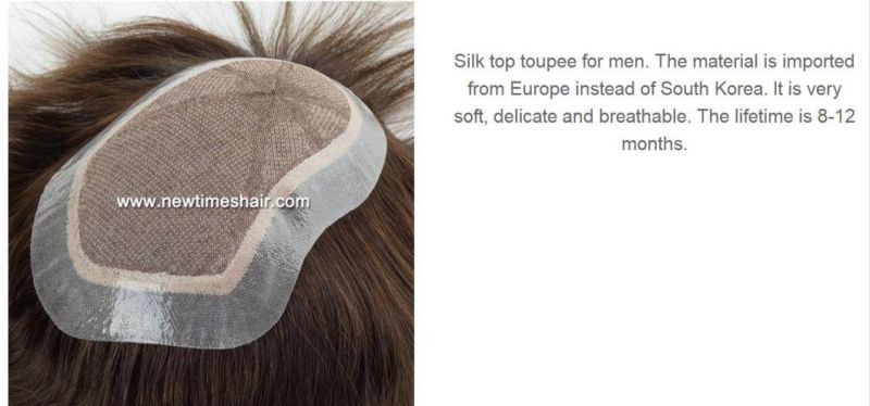 Silk Top Gives Masterful Finish and Illusion of Natural Scalp Top Rated Men′s Wigs
