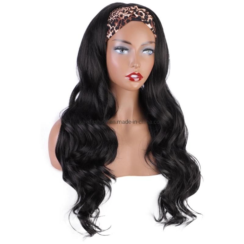 European and American Big Wave Synthetic Fiber High Temperature Resistant Wig with Headband