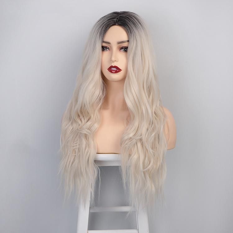 26 Inch Wholesale Ombre Blond Long Wavy Body Wave for Women Synthetic Hair Wigs