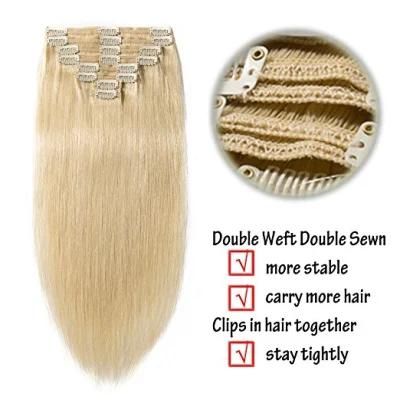 Aviva Double Weft 100% Human Hair Full Head 8PCS 100gram 18inch Clip in Hair Extension (AV-CH160-20-613)