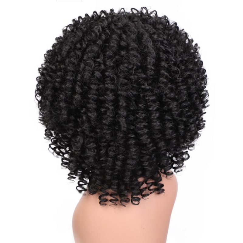 Wholesales Afro Curly Wigs Synthetic Short Wigs with Bangs Human Hair Wig