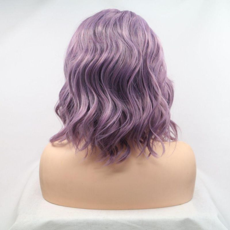 High Quality Short Bob Wig Purple Color Hair Wig Lace Wig Synthetic Hair