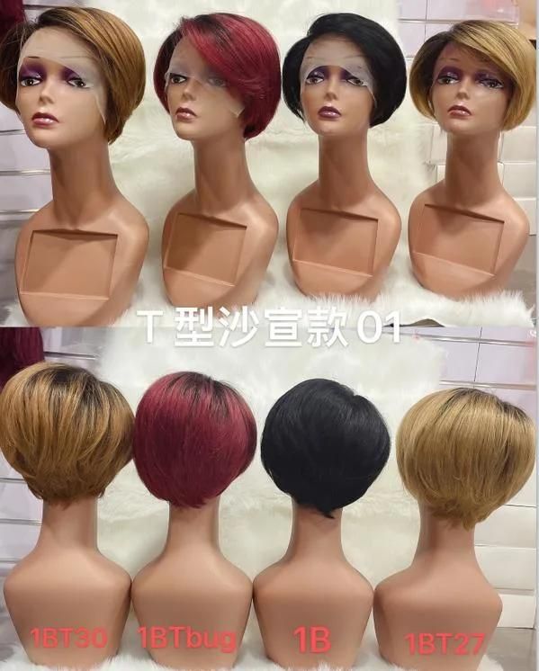 Natural Hair Wigs Human Hair Short Inch Pixie Cut Wig Machine Made Wigs for Black Women