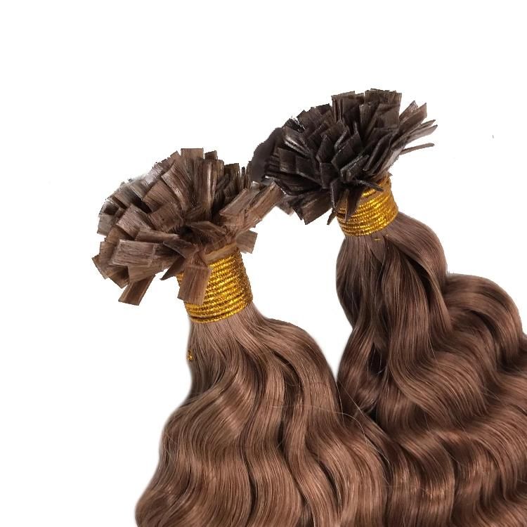 Wholesale 12A Raw Remy Virgin Human Hair Deep Wave Flat Tip Hair Extension