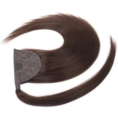 Double Drawn 100% Remy Human Hair Ponytail Wrap Clip on Horse Tail