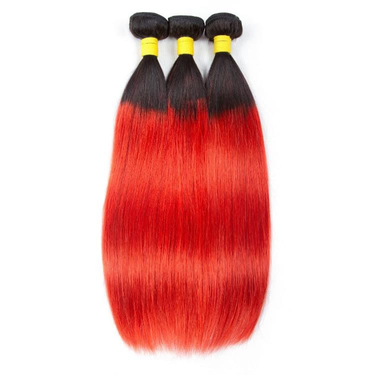 Brazilian Ombre Human Hair Bundles Straight Hair Extension #T1b/Red