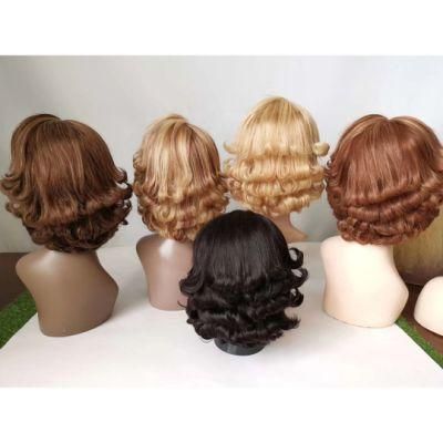 Wholesale Customized Highleght Honey Brown Natural Black Brazilian Human Hair Wigs Short Lace Front Wigs for Black Women