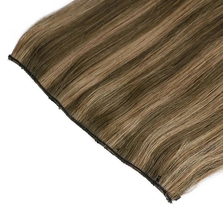 100% Cuticle Aligned Indian Halo Hair Extensions Human Hair #T4/P6/27