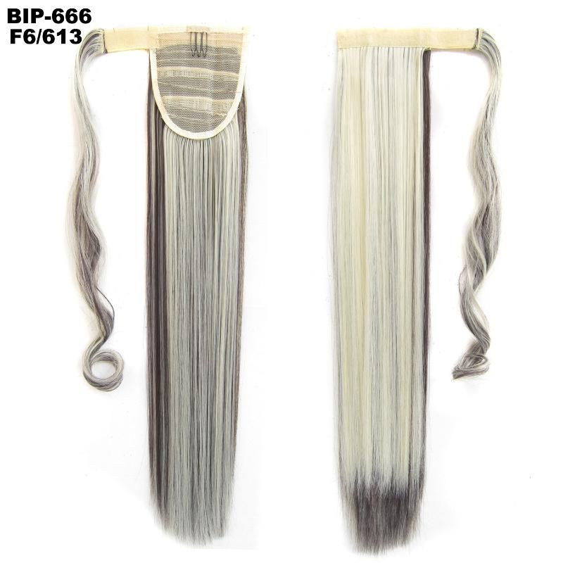 Silky Straight Synthetic Magic Paste Clip in Ponytail Hair Extension