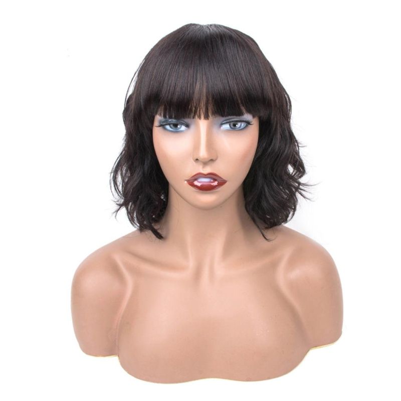 Wholesale Short Bob Wig with Bang Short Bob Human Hair Wig with Bang 150% Density Natural Wave Virgin Hair Wig