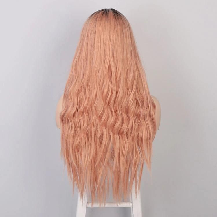 High Quality Vendor Cheap Wholesale Ombre Coral Long Wavy Body Wave for Black Women Synthetic Hair Wigs
