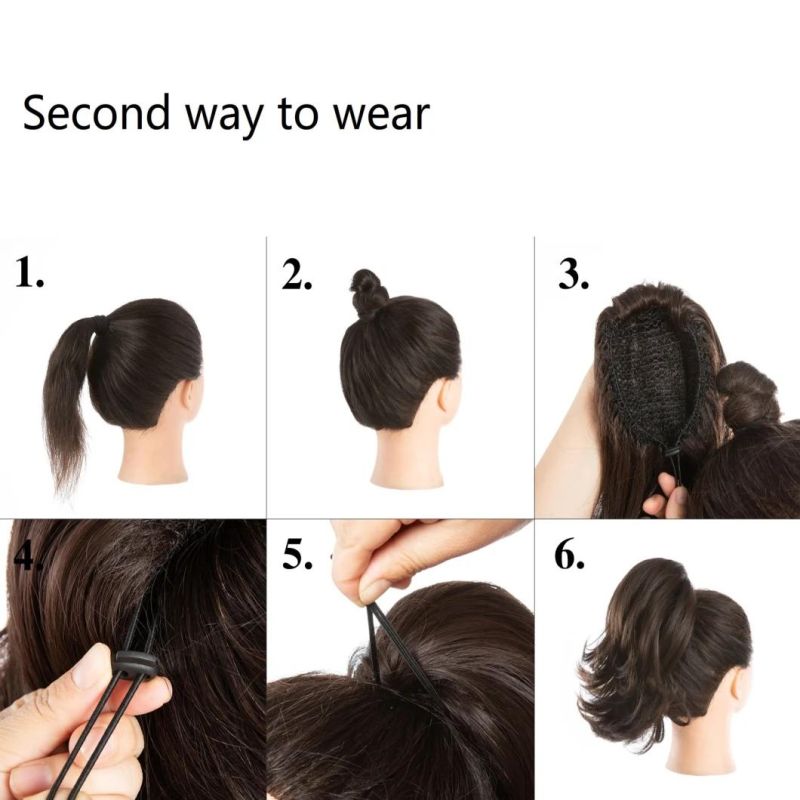 Wholesale Fashion Short Thick Synthetic Natural Curly Drawstring Ponytail Extensions Claw Clip Fake Hair Piece Tail Wavy