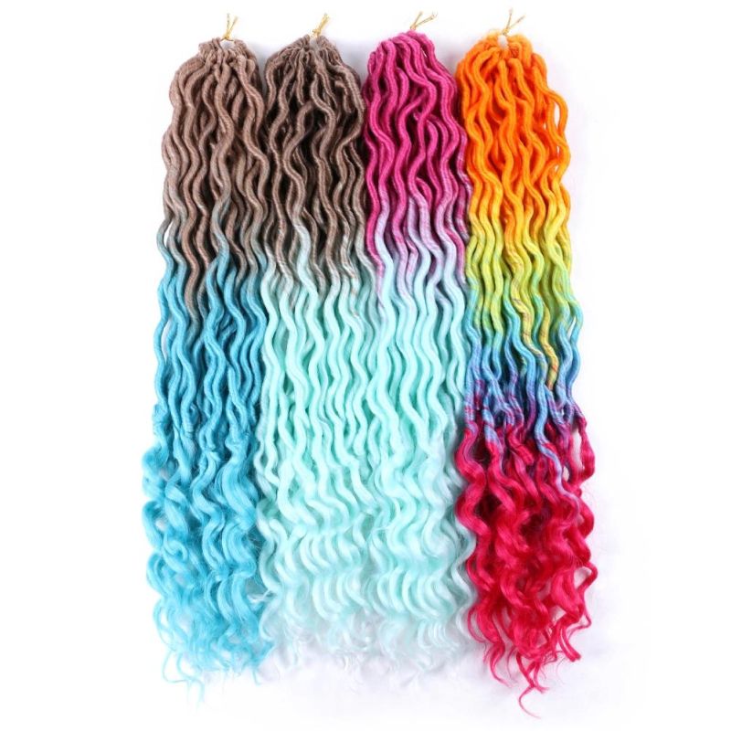 Long 18" Wholesale Curly Goddess Faux Locs Ends Crochet Braids Synthetic Hair Extensions