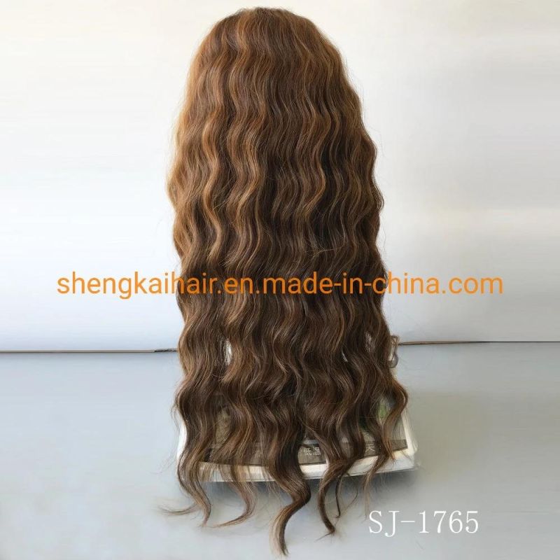 Wholesale Perfect Looking Good Quality Handtied Heat Resistant Fiber Blond Synthetic Lace Front Wigs 632