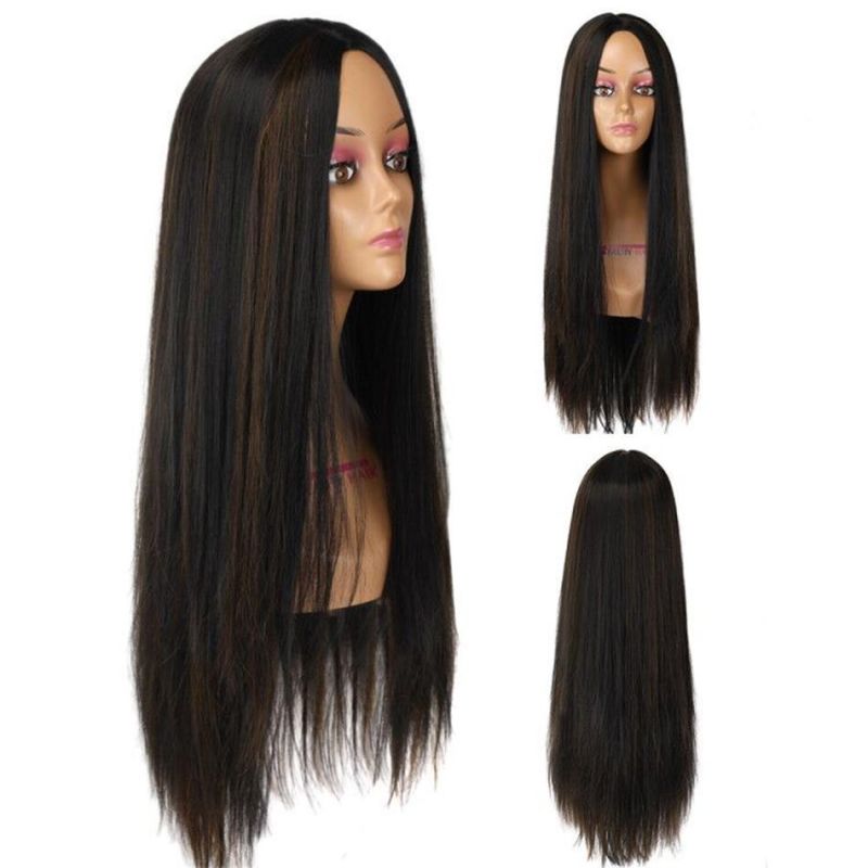 Long Straight Wig Synthetic Natural Looking Hair 28′ ′ 265g Machine Made Cosplay Party Daily Use