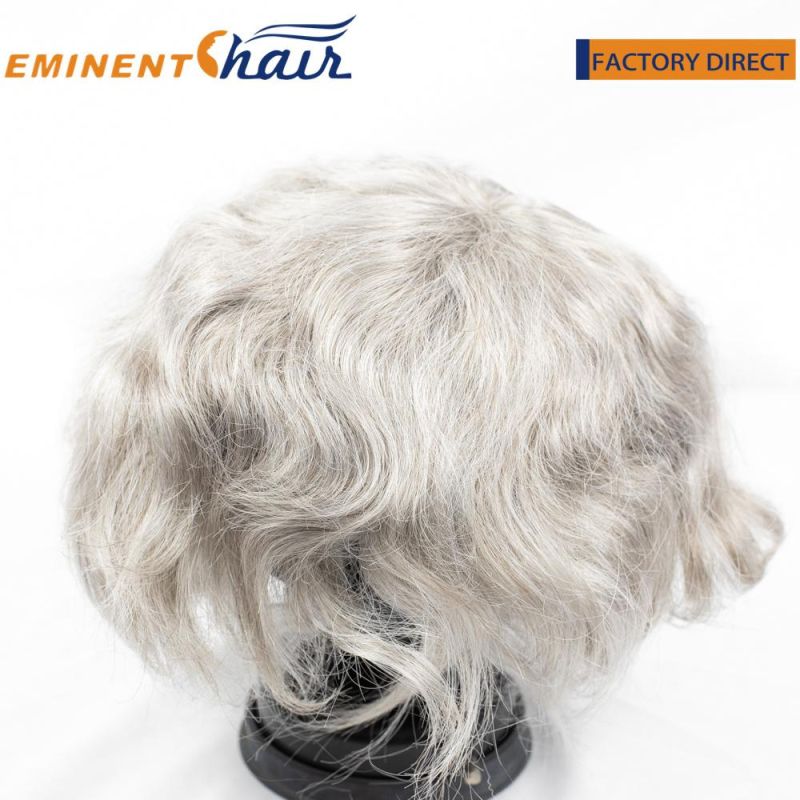 Synthetic Grey Hair Replacement for Men Full Lace Toupee