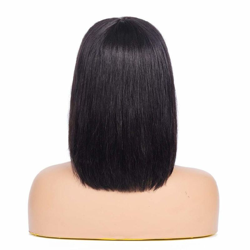 Short Bob Human Hair Wigs with Bangs None Lace Front Wigs Brazlian Straight Hair Machine Made Bob Wig for Women