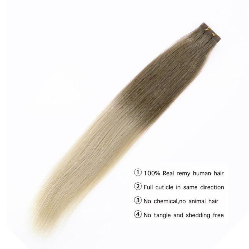 European Virgin Cuticle Hair Balayage Russian Remy Human Tape Hair Extensions