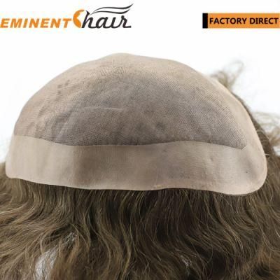 Human Hair Men&prime;s Mono Hairpiece Toupee