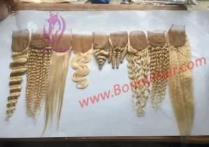 Brazilian Human Remy Hair Lace Frontal Top Closure Bleached Knots