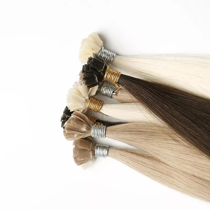 Qingdao Hair Factory Remy Human Hair Flat Tips Hair Extensions.