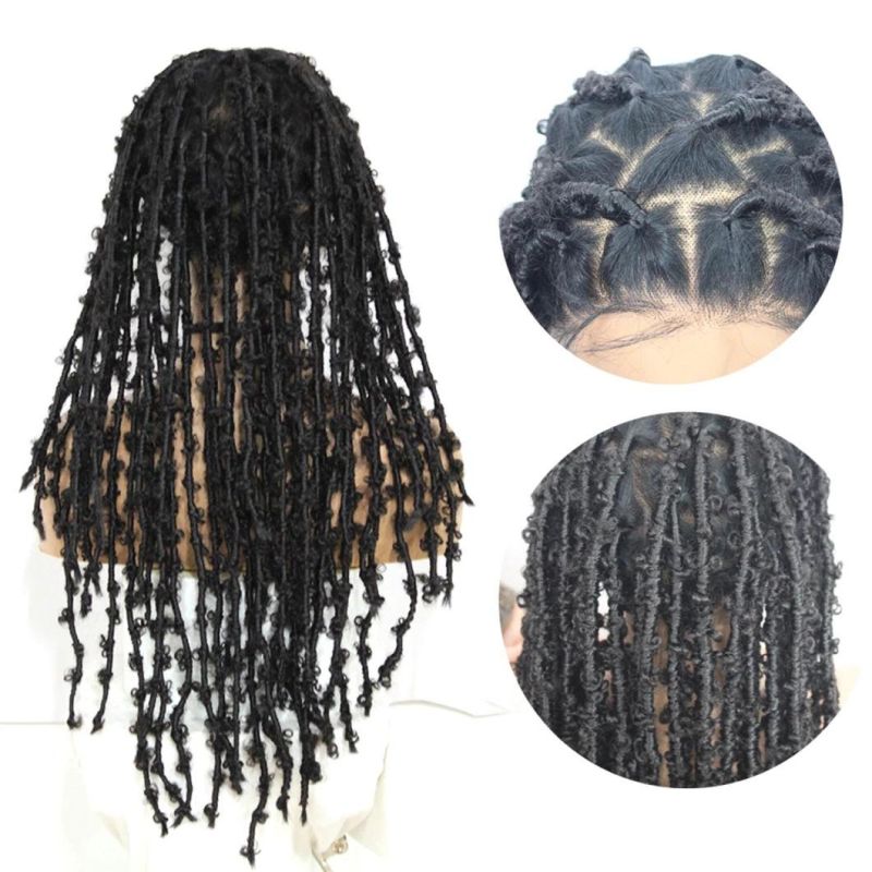 Full Lace Braided Wigs with Synthetic Distressed Messy Crochet Braid for Women Hand-Made Full Lace Frontal Wig