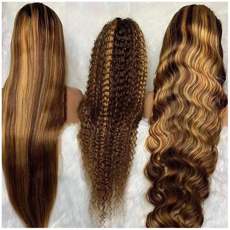 Wholesale Price Full Lace Front Wig Human Hair Wig,Ombre Brown Hair Wig, Curly Highlight Lace Front Human Hair Wig,Virgin Cuticle Aligned Full Lace Frontal Hair