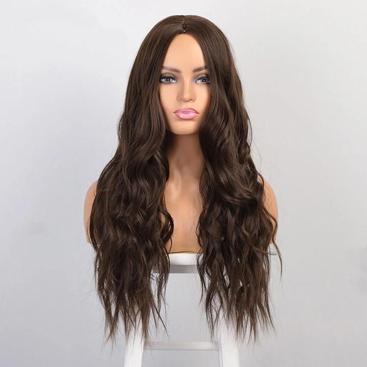 Cheap Price China Good Quality Fashion 8# Brown Wave Long Synthetic Wig
