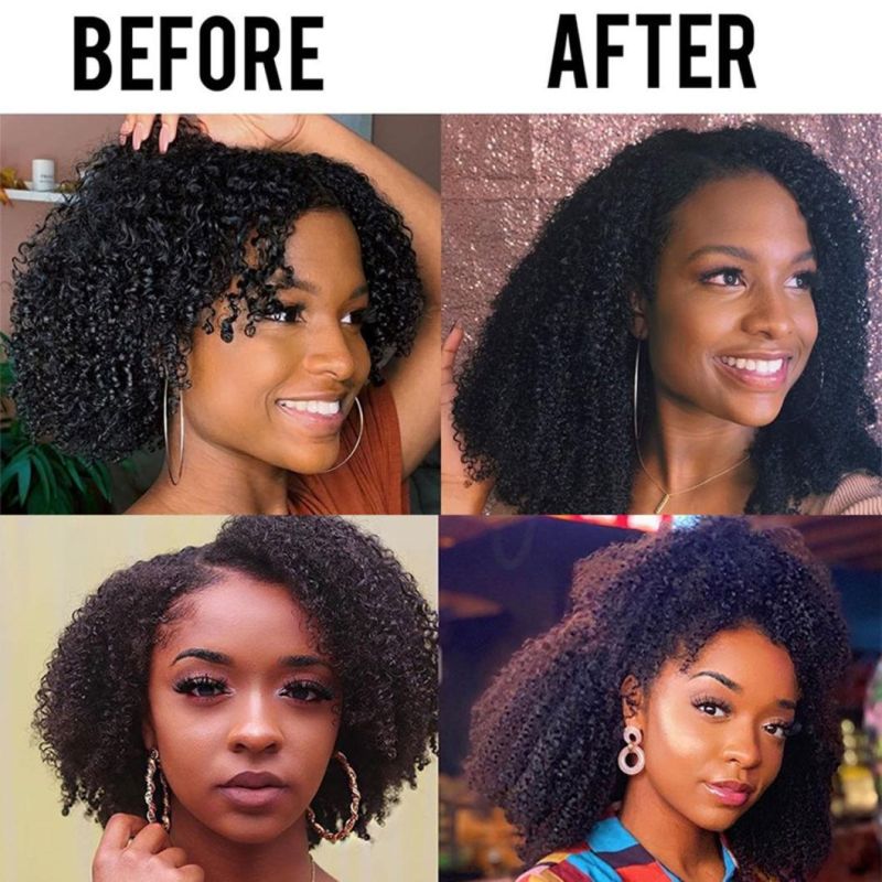 Afro Kinky Curly Clip in Brazilian Human Hair Extensions Natural Color Full Head 7PCS/Set Remy Hair 12-22 Inches