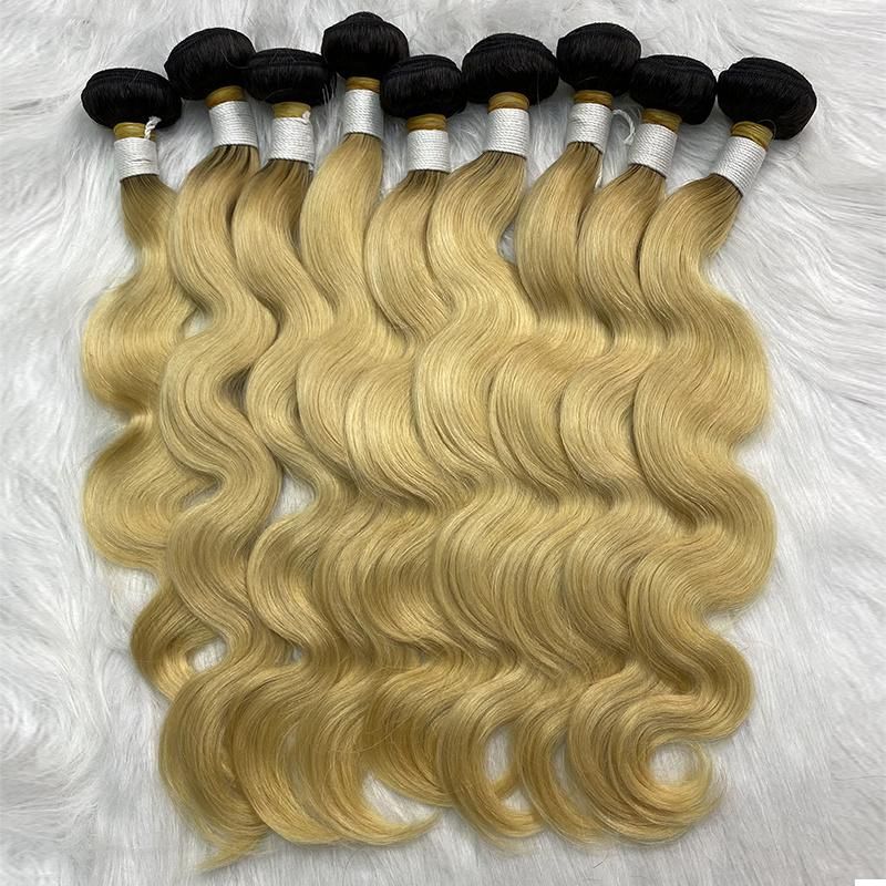 100% Unprocessed Human Hair Ombre Blonde Two Tone Color Virgin Hair Weave Bundles Wholesale Virgin Hair Vendor