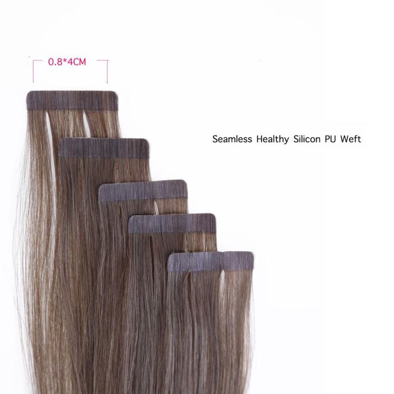 Hair for Salon 22 Inch Skin Weft Tape in Straight Human Remy Hair Extensions Double Sided 40PCS 100g/Pack (#6) Chestnut Brown