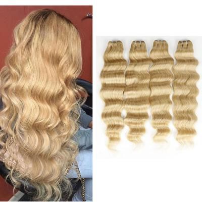 Brazilian Deep Wave Curly Hair Extensions 4 Bundles Honey Blonde 14inch