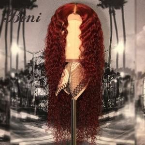 Cuticle Aligned Brazilian Human Hair 99j Deep Curly Lace Front Wig
