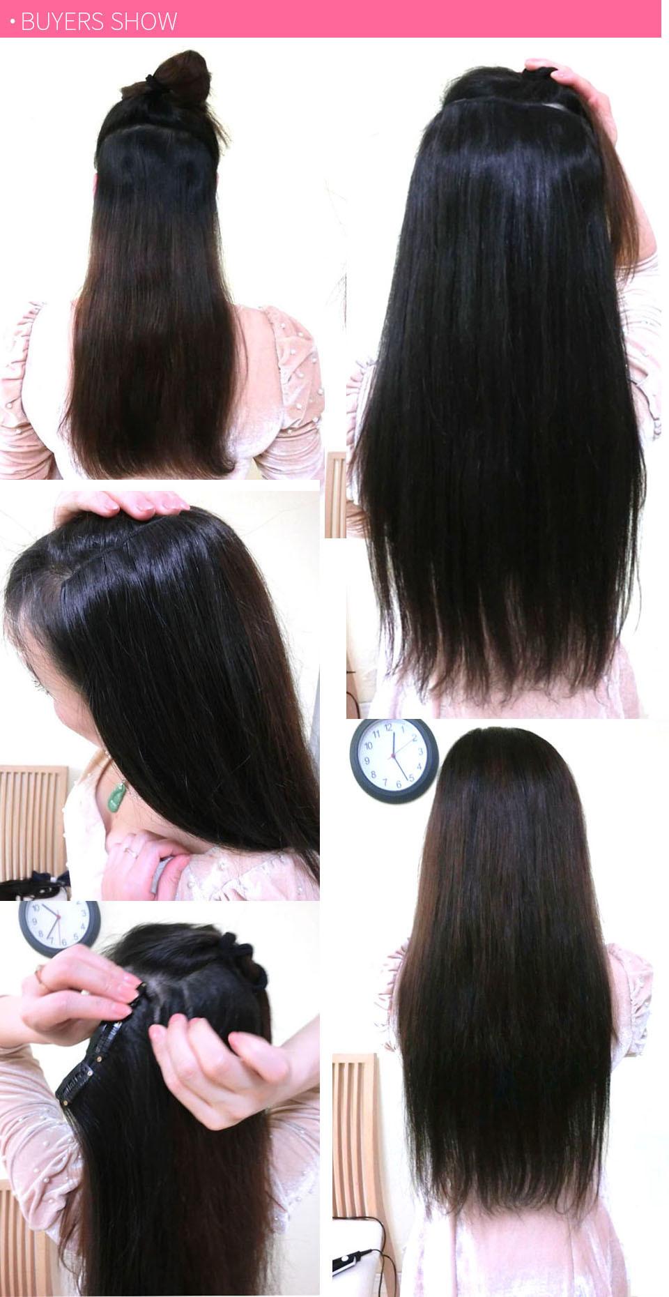 120g 26" Machine Made Remy Hair 8PCS Set Clips in 100% Human Hair Extensions Full Head Set Straight Natural Hair