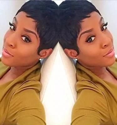 Short Black Pixie Cut Wig Bazilian Human Hair Wigs